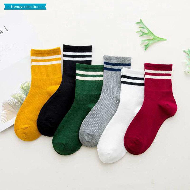  Kaos  Kaki  Wanita Model Korea  Casual Sport Motif  Garis 