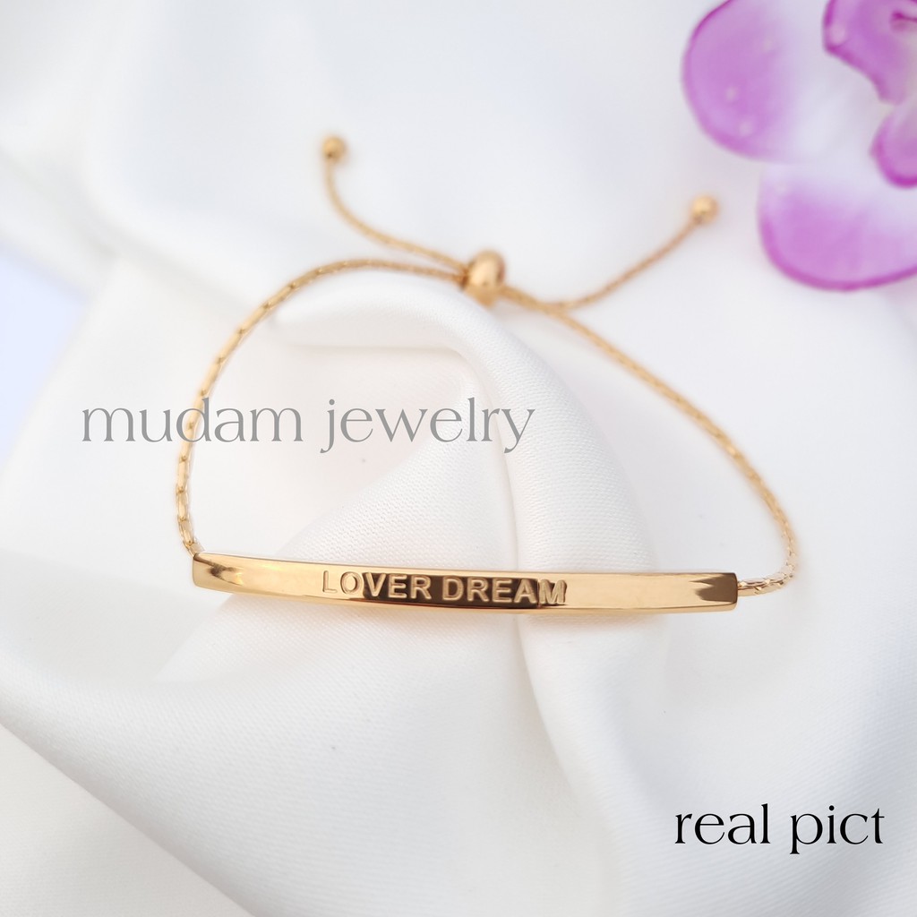 Gelang Rantai Serut Geometris LOVER DREAM Warna Gold