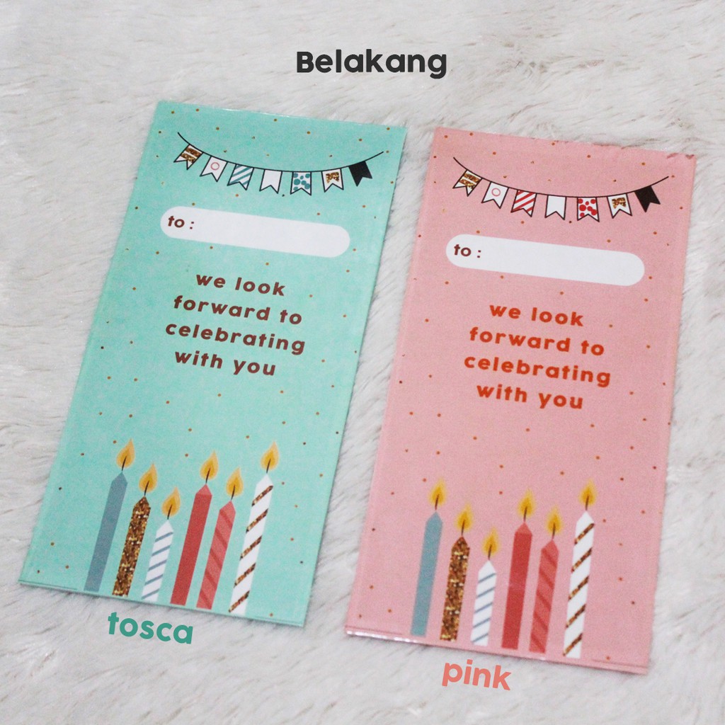 Kartu Undangan Ulang Tahun Hard Cover Desain Birthday Pink dan Tosca