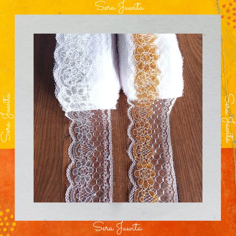 (Per Meter) Renda Air 6 cm Warna Emas dan Perak/ Lace Gold dan Silver