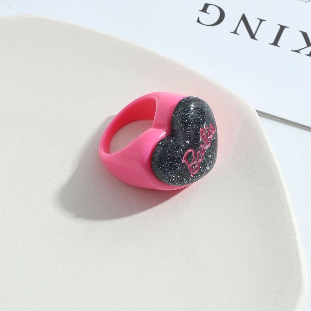 Needway  Geometric Finger Rings Trendy Acrylic Resin Ring Women Letter Heart Korean Cartoon Personality Fashion Jewelry