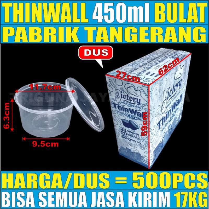 Thinwall 450ml Bowl Mangkok Bulat Rata Dus Semua Jasa Kirim Ekspedisi Cup Puding Tempat Makan