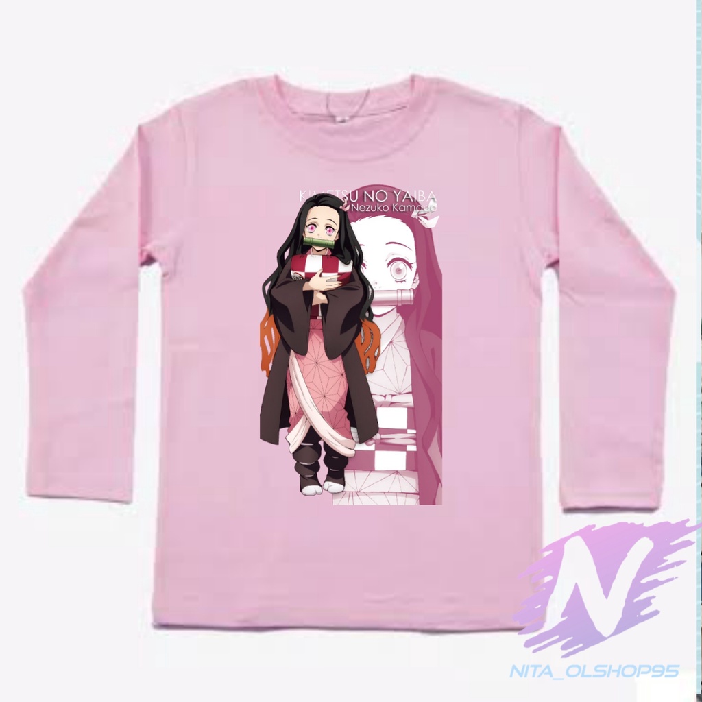 baju nezuko terbaru kaos anak lengan panjang anime kimetsu yaiba nezuko