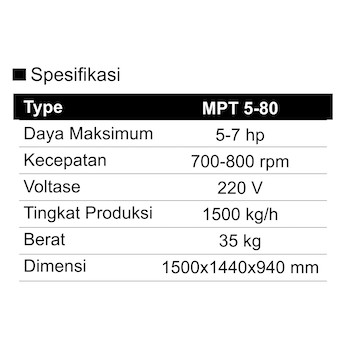 MESIN PERONTOK PADI DENGAN TRAY NAMPAN MPT 5-80 MAHKOTA PADDY THRESHER