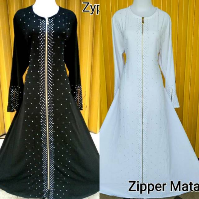 Indo Abaya Zyper Mata Putih / Hitam (Busui)