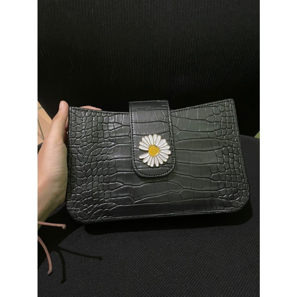 TSK - TAS SELEMPANG KECIL IMPORT KULIT CROCO MURAH FASHION KOREA HITAM WANITA ZERZA