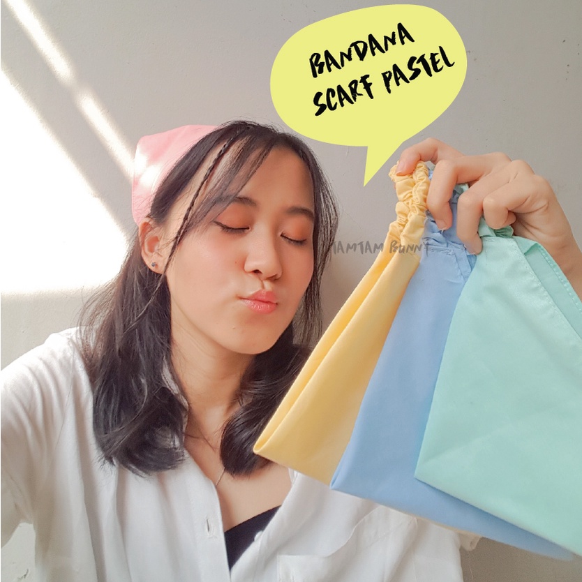 Bandana scarf polos, aksesori bando rambut korea hairband elastis