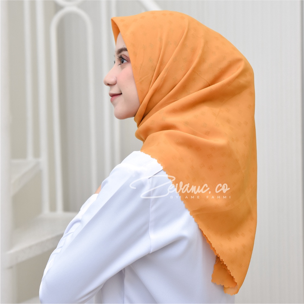Hijab / Kerudung Fine Dobby Finish Laser Cut Ukuran 110 x 110 cm Bahan Premium Ori by Zevanic.co-KUBUS