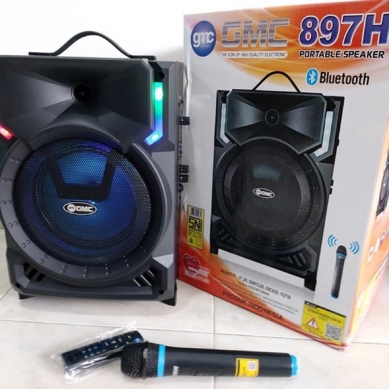 Bisa COD Speaker GMC 897H 8 inch BONUS MIC WIRELESS KARAOKE ORIGINAL X-BASS // SPEAKER X-BASS GMC 897H / SALON AKTIF X-BASS // SPEAEKER WIRELESS