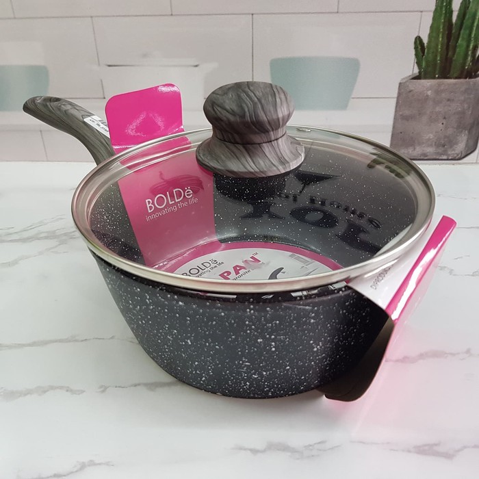 Sauce PAN 18 cm + glass lid, Granite BLACK Series Original BOLDe