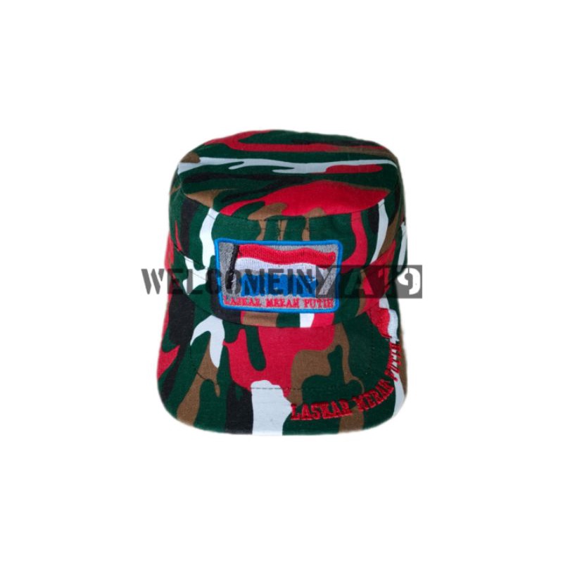 Topi Komando Loreng Laskar Merah Putih / Topi Komando Logo Laskar Merah Putih