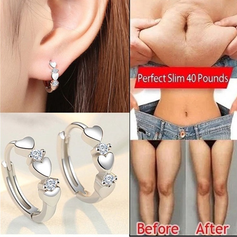 Anting Tusuk Bentuk Hati Hias Berlian Imitasi Untuk Wanita