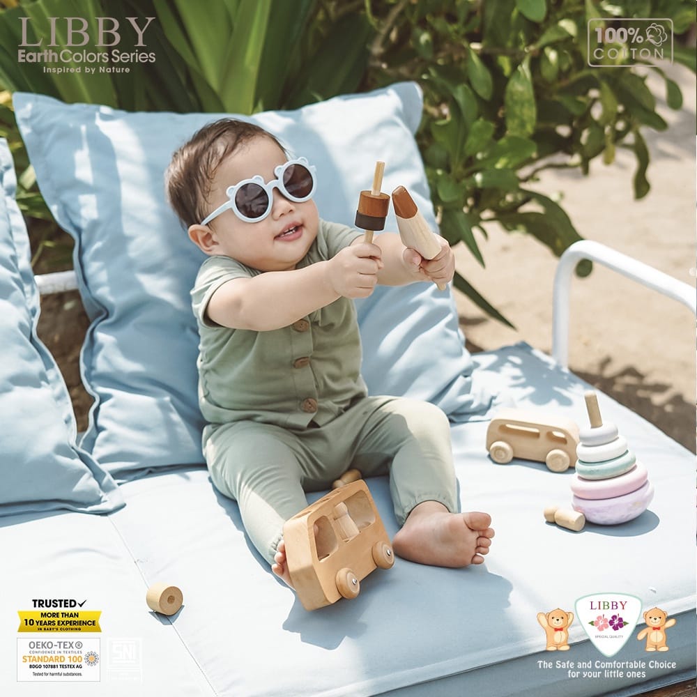 LIBBY EARTH ROCCO SET Baju Pendek Celana PANJANG 0-2 Tahun Newborn Arevyonlineshop Kado Bayi Baju Bayi