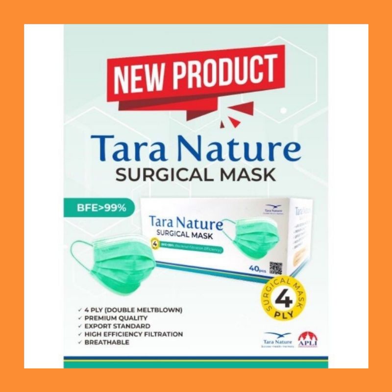 1 pack (4 pcs) Masker Medis / Surgical Mask 4 ply by Tara Nature 100% ORIGINAL
