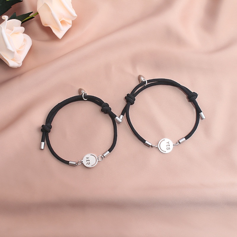 Gelang Tali Magnetik Bahan Titanium Steel Anti Karat Untuk Pasangan