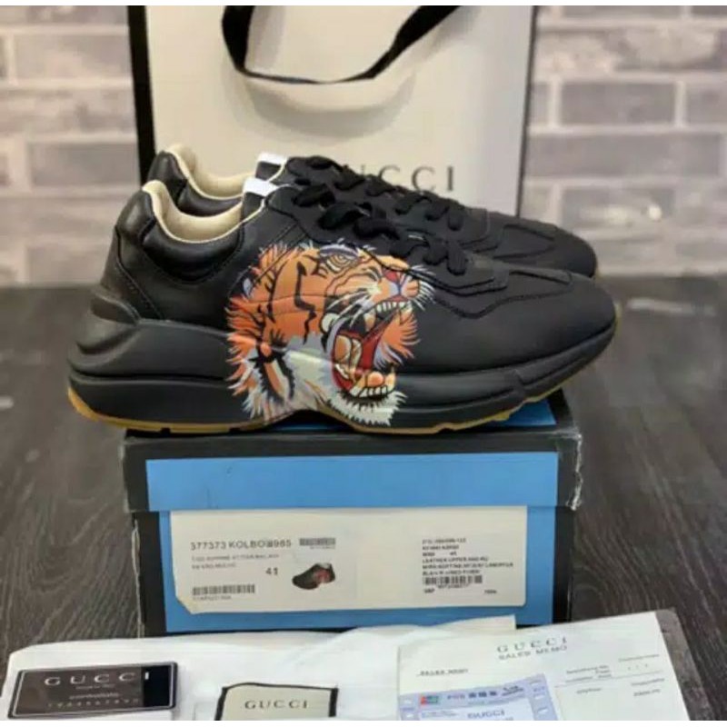 SEPATU GUCCI RHYTON SNEAKERS " TIGER PRINT  " UNAUTHORIZED AUTHENTIC