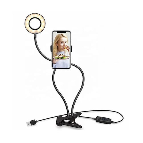 Holder Alat Dudukan Hp Lampu Live Streaming Siaran Langsung Tiktok FB IG Yutube Lazy Pod Phone 3in1