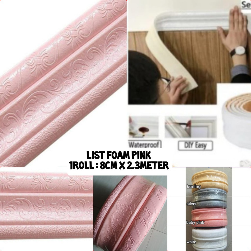 HS - WALLSTIKER 3D FOAM LIST BORDER LIST BUSA WALLPAPER DINDING UK. 2.3METER X 8CM WATERPROOF