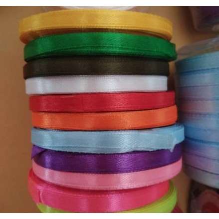 

Pita Kain Satin 1/4 inch / 0,6 cm per warna panjang 25 Yard