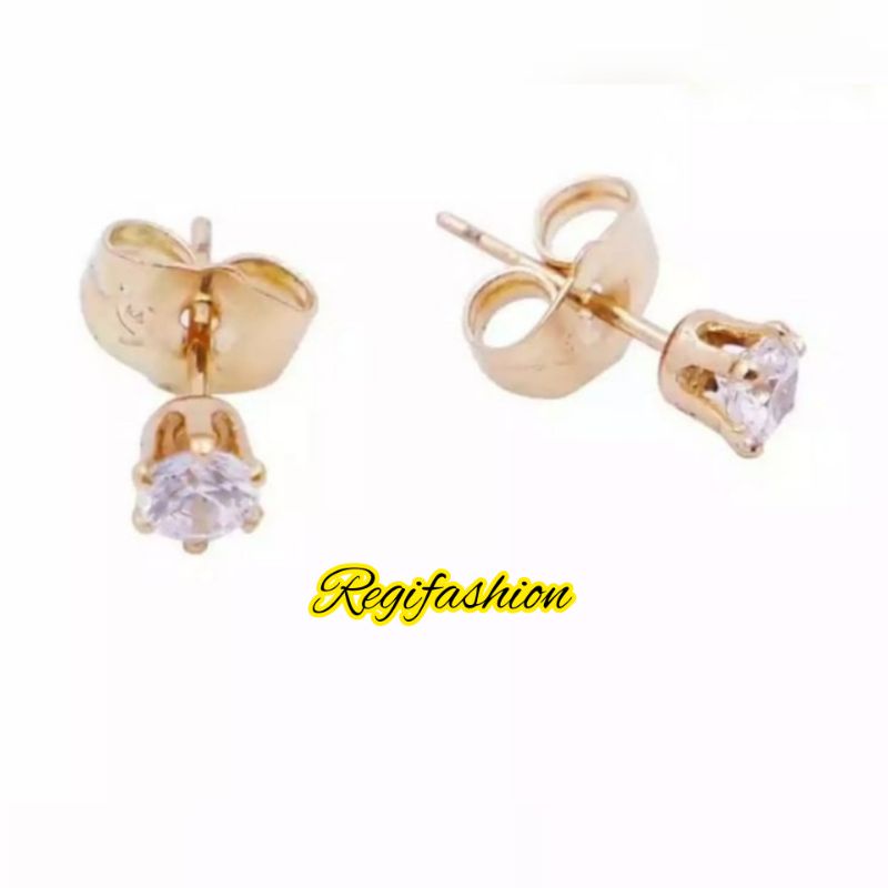 Anting tusuk titanium gold/silver terlaris fashion wanita anti karat tidak luntur