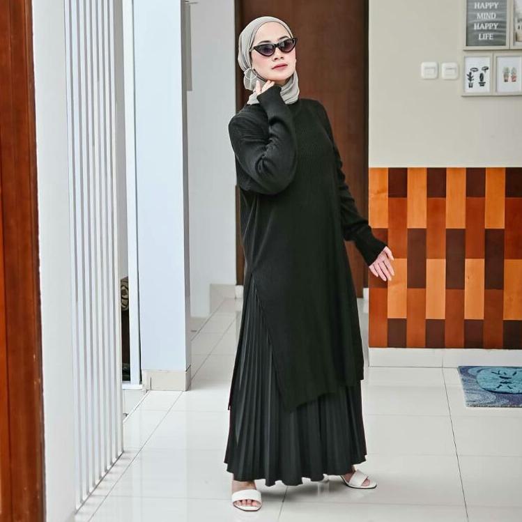 Terbaik.. KARENINA TUNIK RAJUT / Karenina Long Tunik / Baju Muslim / Elysa midi dress / Rajut Tunik 