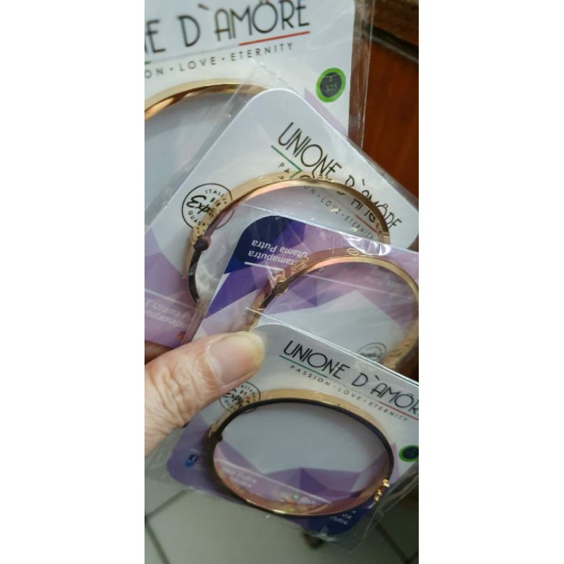 Gelang bangle oval kartir rosegold putih kuning rose gold emas asli muda 375