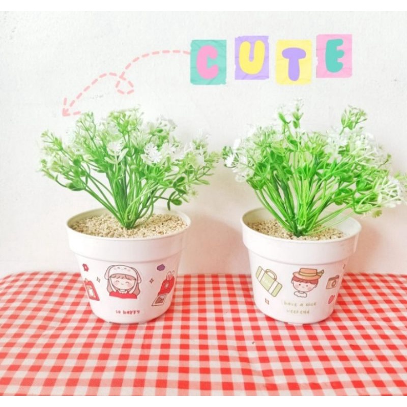 bunga hias plastik rumput bunga baby breath artificial dekorasi hias pot bunga