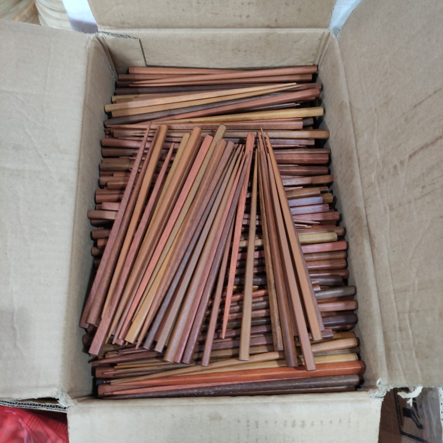 Sumpit Kayu - Sumpit Makan Mie - Sendok Makan Mie - Motif Serat Kayu-2