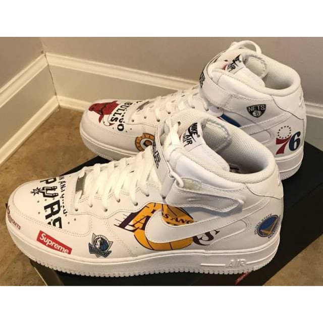 Sepatu Air Force 1 MID High NBA Supreme White