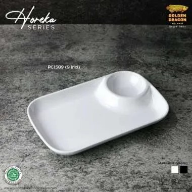PUTIH PIRING SEKAT Rounded Melamine Snack Sambal Golden Dragon PC1509