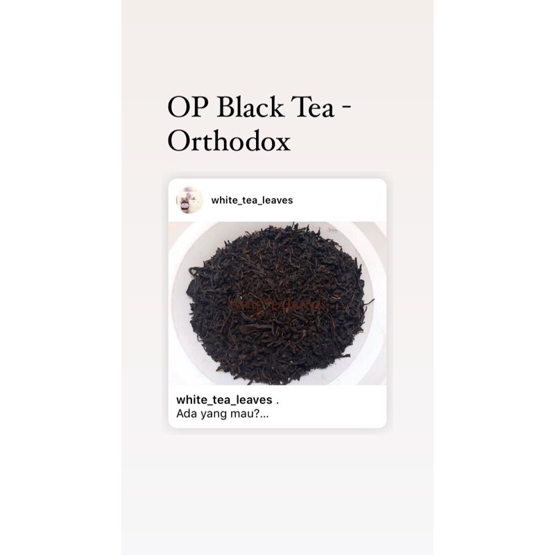 

Teh Hitam/Black Tea Premium Quality nett 100gr Jenis Orange Pekoe