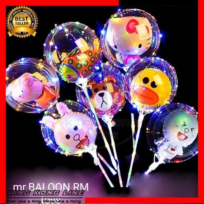 Balon Balon Lampu Led Karakter Boneka Tumblr Gagang Warna Warni Rainbow