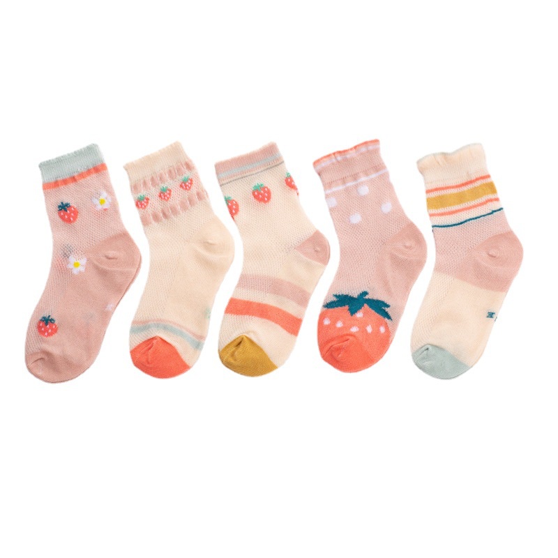 NEW Set kaos kaki  (1set isi 5 pcs) motif buah dan bunga