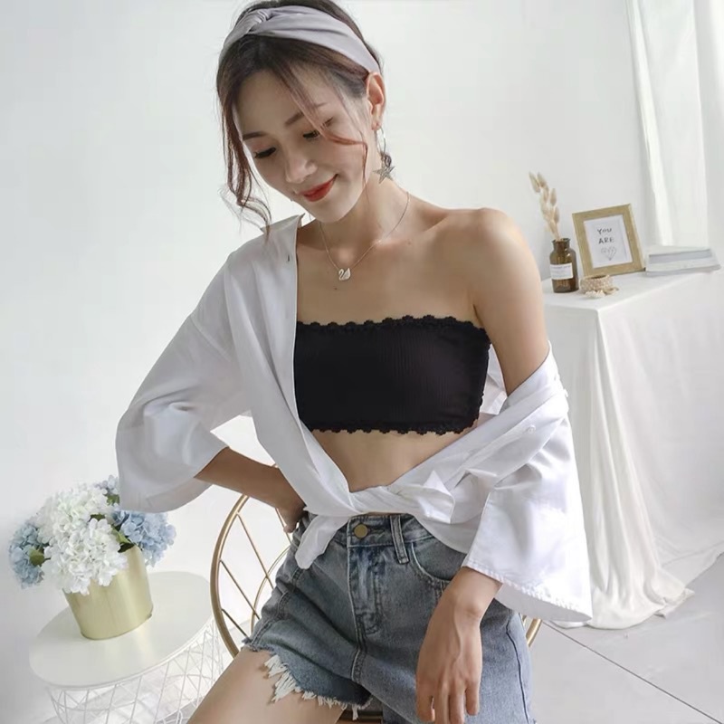 Bra Crop Sexy Kemben Renda Model QN09 BUSA Tanpa Tali Crop Top