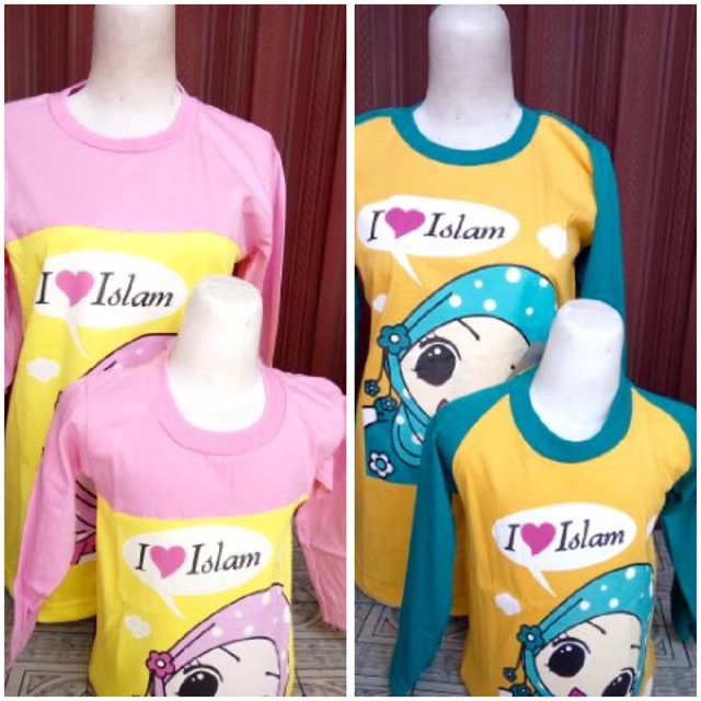 COUPLE " I ❤️ Islam " ibu & anak kaos raglan OSKOSH 👍