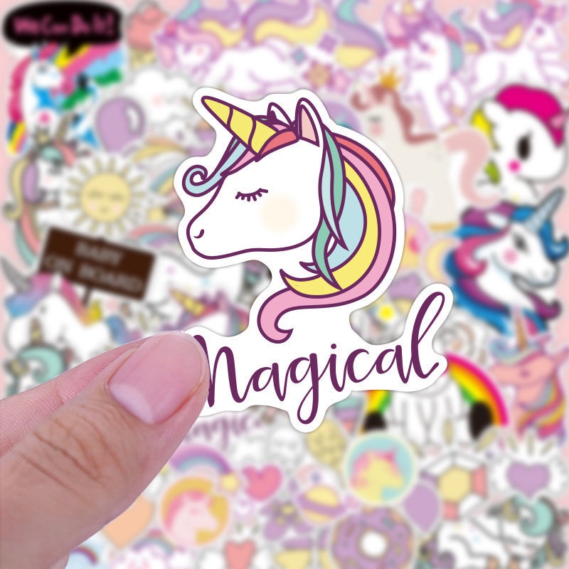 60 stiker Lucu kreatif Korea gadis unicorn stiker ins kartun bentuk Jurnal dekorasi stiker koper sti