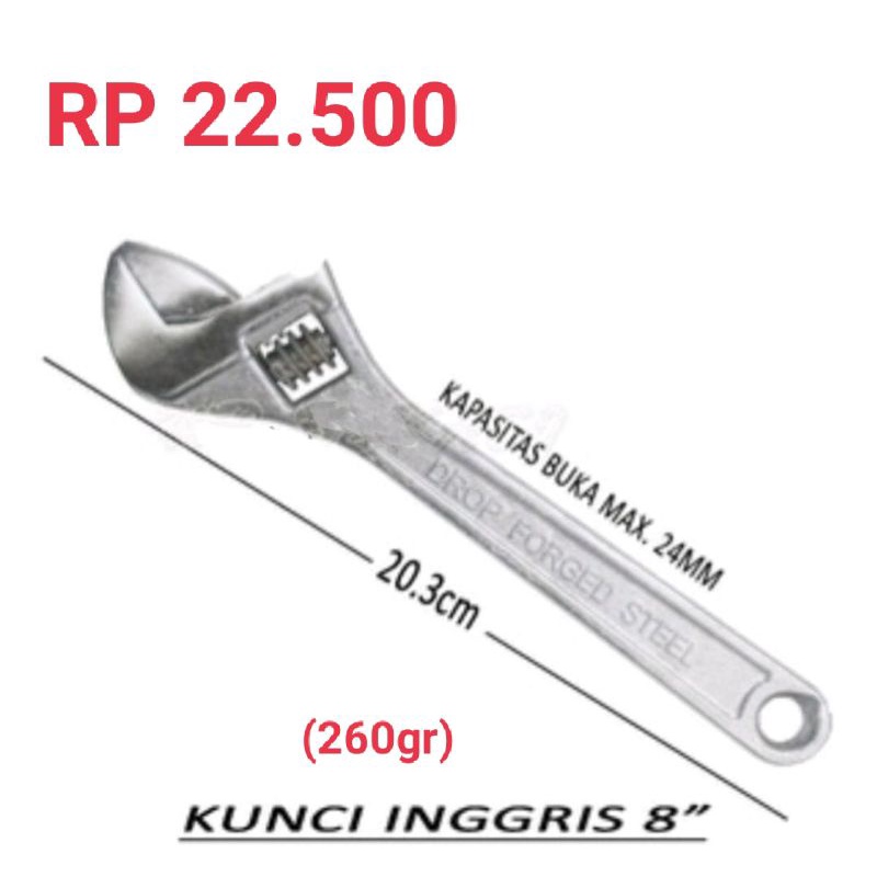 KUNCI INGGRIS / KUNCI BAGO FUKUNG KW 1 ORIGINAL 8&quot;