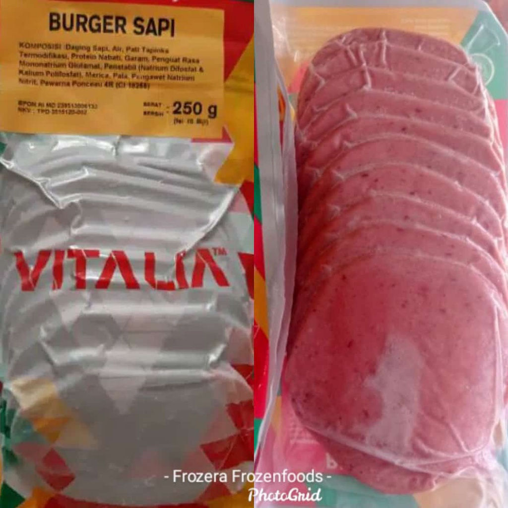 

❄LANGSUNG KIRIM❄ Vitalia Smoke Beef / Burger Sapi murah isi 10 dan 20 biji / Frozenfoods Murah