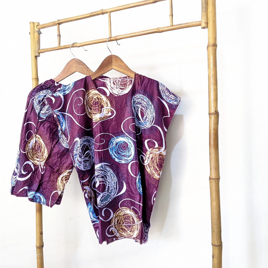 Baju Tidur Tanpa Lengan Piyama Krill Setelan Midi Homewear Homey Dress Baby Doll Dewasa Nyaman Di Rumah Santai WFH Rayon One Set Pajamas-galaxy purple 2