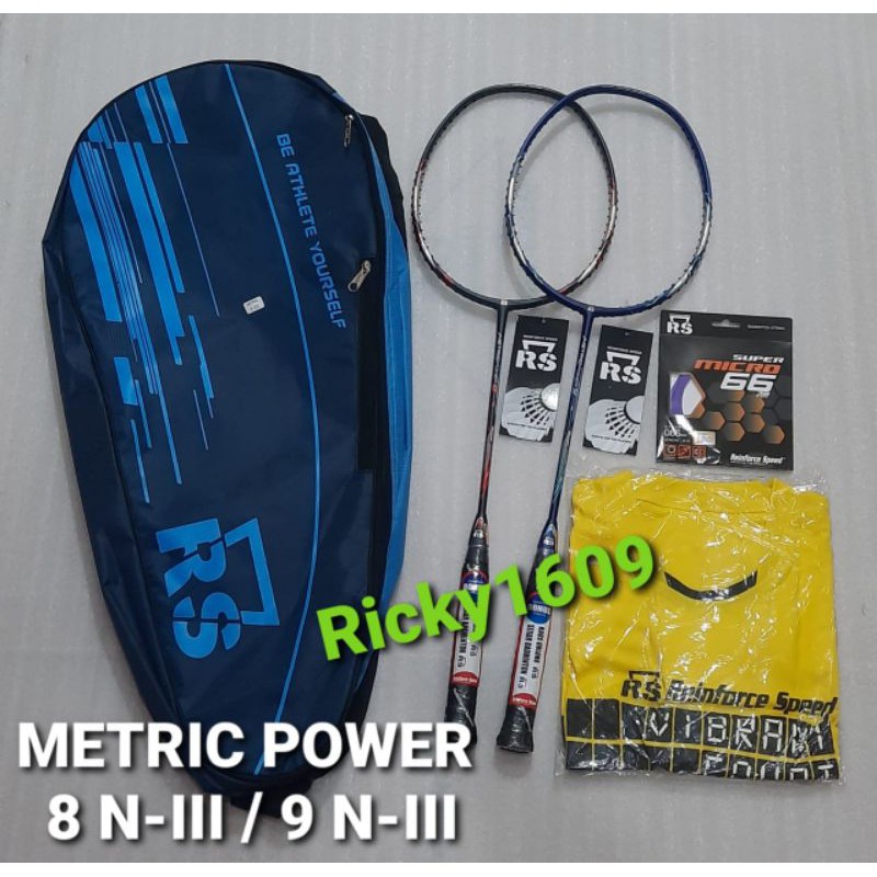 RAKET BADMINTON RS METRIC POWER 8 N-III / METRIC POWER 9 N-III / NANO CARBON TEHNOLOGY - ORIGINAL RS