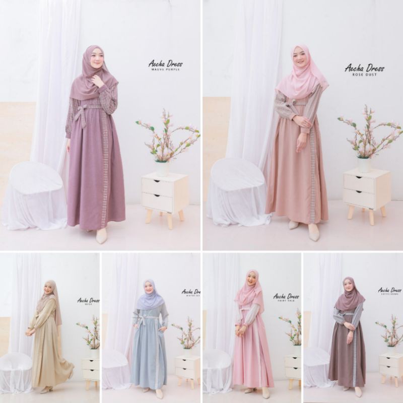 GAMIS/DRESS MUSLIMAH SYARI AECHA BY ETUZI BAHAN KATUN SUPERNOVA