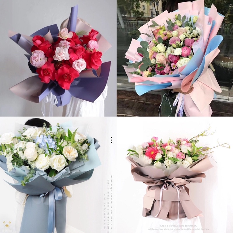 

5 Lembar Cellophane Pastel Dual Tone Kertas Wrap Bunga Buket POY