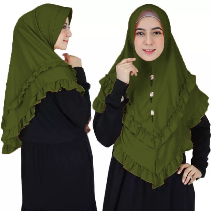BERGO ZASKIA REMPEL / JILBAB JERSEY / JILBAB MURAH / JILBAB TERBARU / JILBAB ISNTAN / BERGO RUMAHAN-ARMY