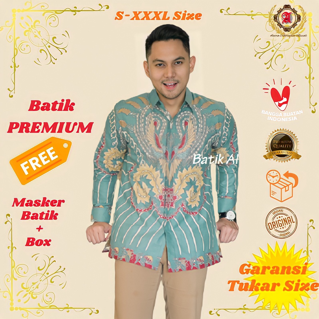 Batik Pria Modern Lengan Panjang Premium Big Size Jumbo Seragam Kerja Kantor Couple Ayah Anak Lamara