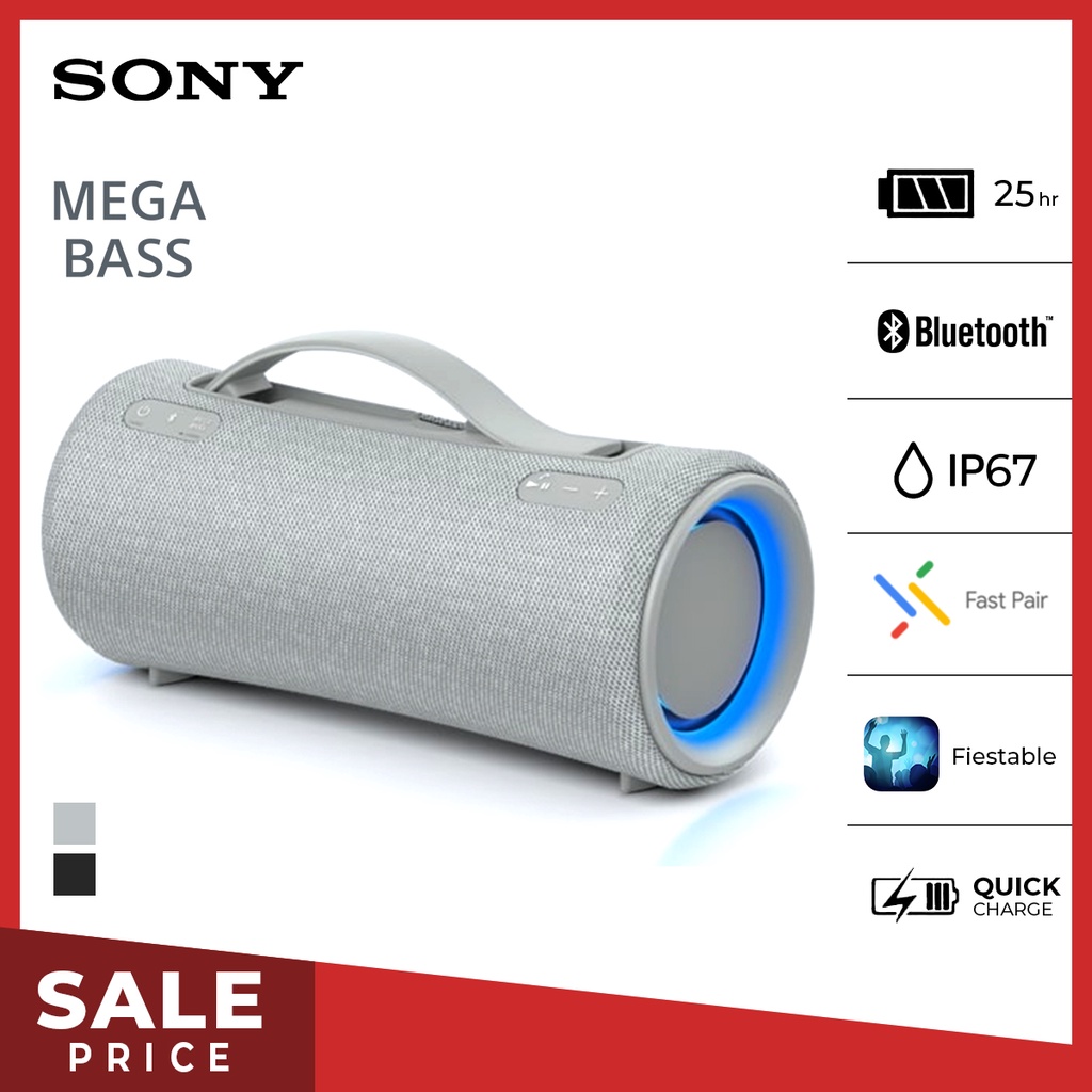 Speaker Sony SRS-XG300 X-Series Speaker Bluetooth Mega Bass Battery Up to 25h For Android &amp; IOS - Grey Portable Wireless Speaker