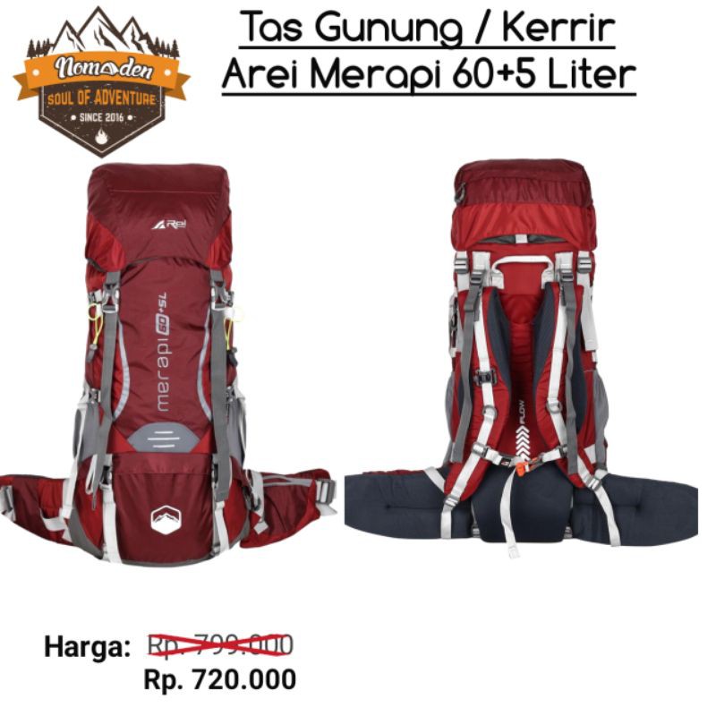 Tas Gunung Kerrir Arei Merapi 60+5 Liter Termurah