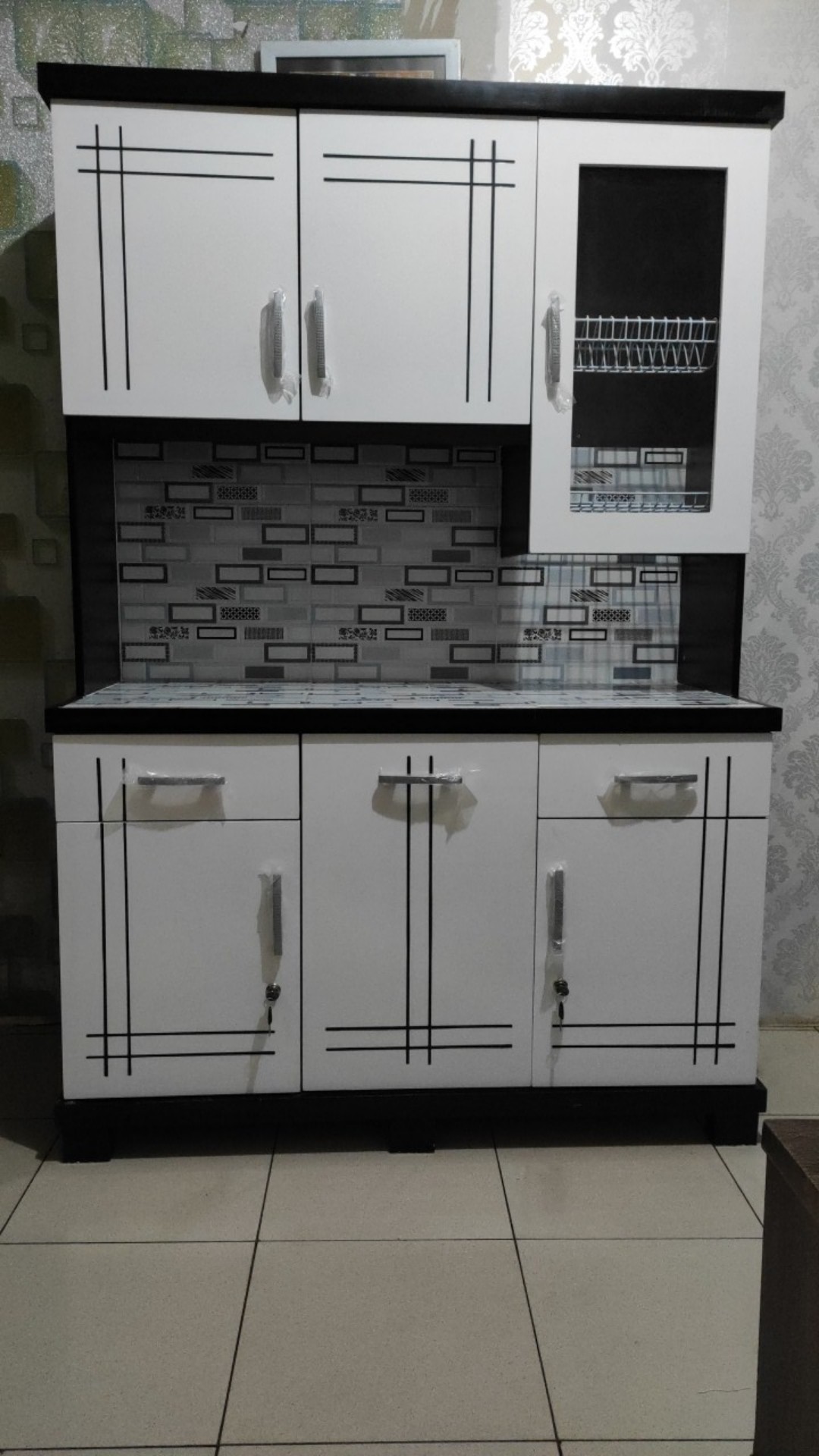 Promo Lemari Sayur Lemari Dapur 3 Pintu Kitchen Set Rak Piring Kayu Melamik Duco Lemari Makan Dapur