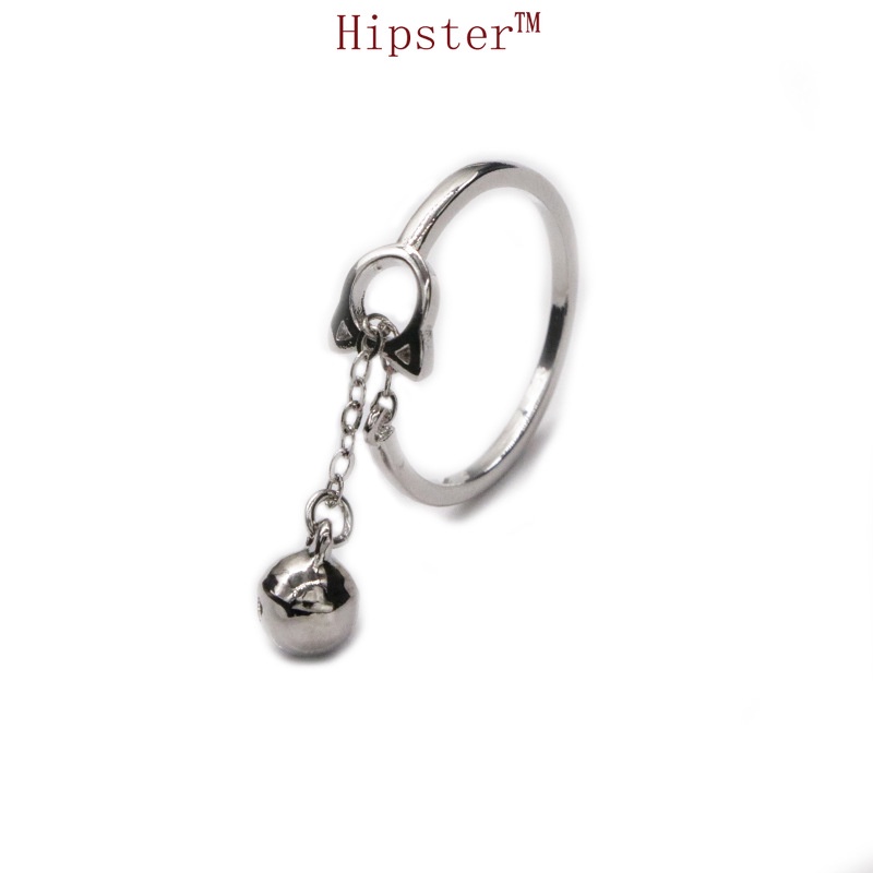 Simple Artistic Cute Kitty Bell Hollow Tassel Ring