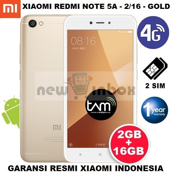 Jual XIAOMI REDMI NOTE 5A - GOLD - 4G LTE - DUAL SIM - RAM 2GB