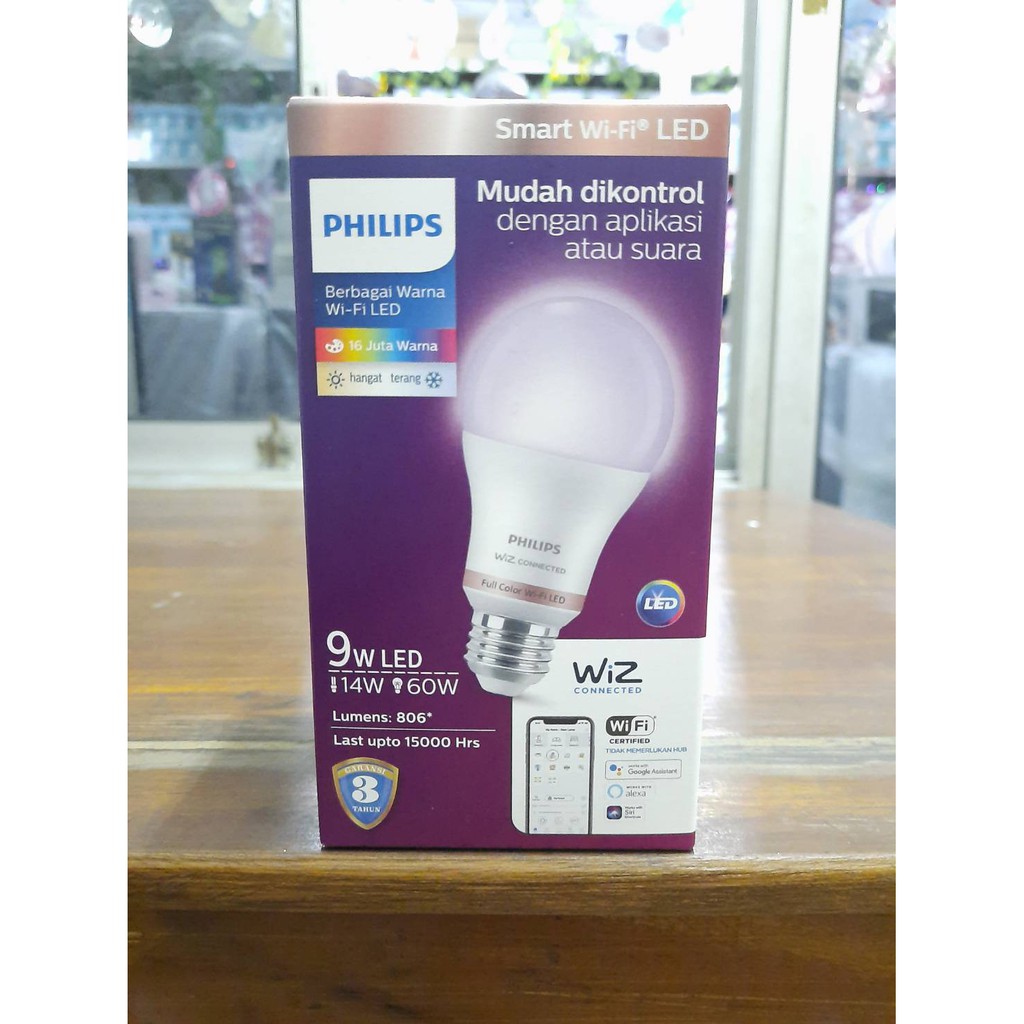 Philips Lampu Smart WiFi LED 9W 9 Watt Full Color RGB Warna WiZ Google